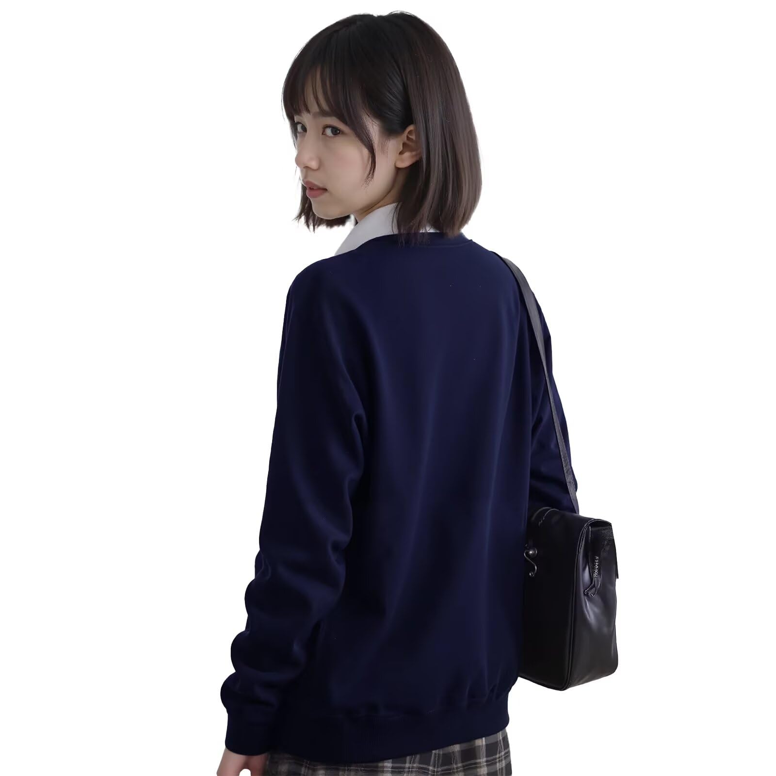 [Sillictor] スクールカーディガン 女子 制服 カーディガン 学生 レディース 無地 ニット Vネック セーター ゆったり 通学 通勤 色：ネイビー、サイズ：S