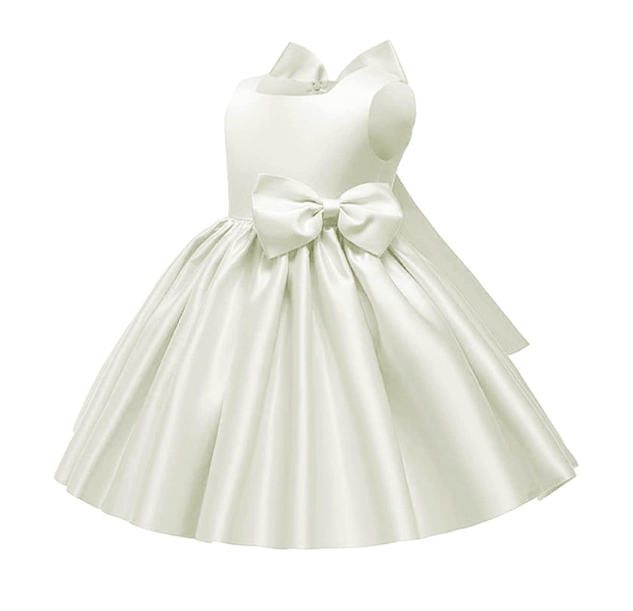 [OWIEOW] 女の子 子供 ドレス フォーマル ドレス ベビー ドレス 結婚式 セレモニードレス 女児 赤ちゃん ワンピース 出産祝い お宮参り 発表会 演奏会 七五三 お誕生日 花嫁介添人 記念写真 80-130cm 色：2-ホワイト、サイズ：100