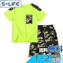 LOLANTA 子供服 男の子 セットアップ 夏服 半袖 Tシャツ ハーフパンツ カーゴパンツ 半ズボン 上下セット 子供 迷彩 カジュアル 通園通学 お洒落 100-160 色:グリーン、サイズ:150