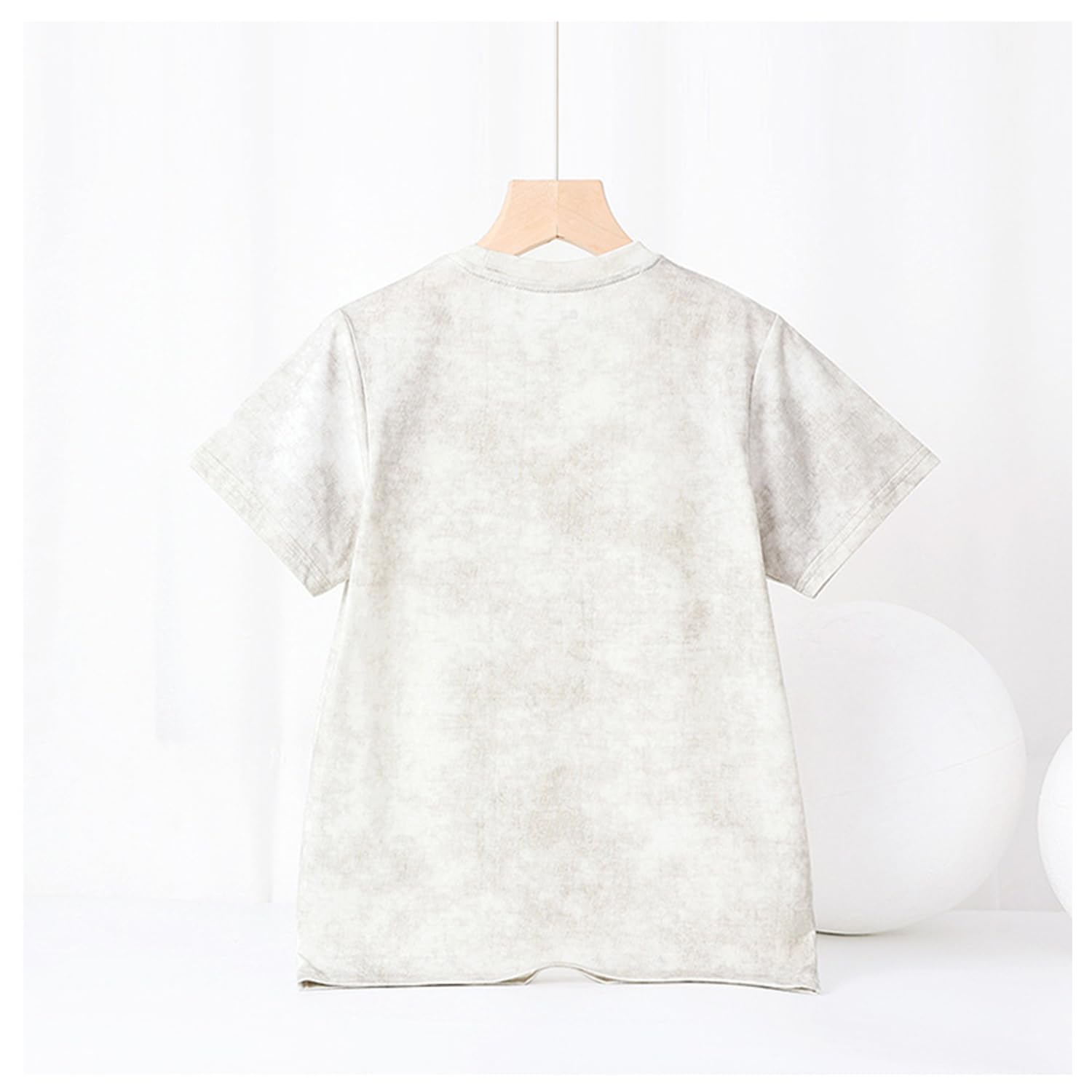 [Enfants Ch?ris] キッズ 半袖tシャツ 男の子 女の子 夏服 子供服 トップス 上着 ジュニア カットソー カジュアル ジャージ 吸水速乾 通気 柔軟 ナイロンtシャツ スポーツウェア 丸首 絣染 お洒落 120 130 140 150 160 色：ベージュ、サイズ：160