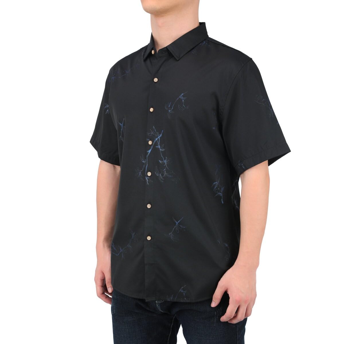 [YUNCLOS] シャツアロハシャツ メンズ メンズTシャツ 半袖 アロハ 夏 カジュアル ハワイシャツ M-7XL 半袖シャツ プリント お洒落通気 涼感 涼感 花柄 5色 黒 白 色：ブラック、サイズ：2XL