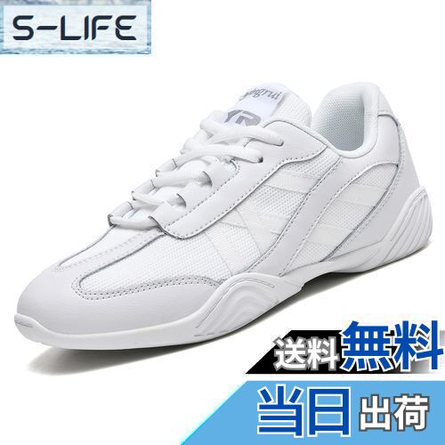 【送料無料】[WUIWUIYU] チアシューズ レディース キッズ ダンスシューズ メッシュ 通気 屈曲性良い 耐久 社交ダンス ヒップホップ ジャズダンス エアロビクス チア練習用 色：ホワイト、サイズ：20.5 cm