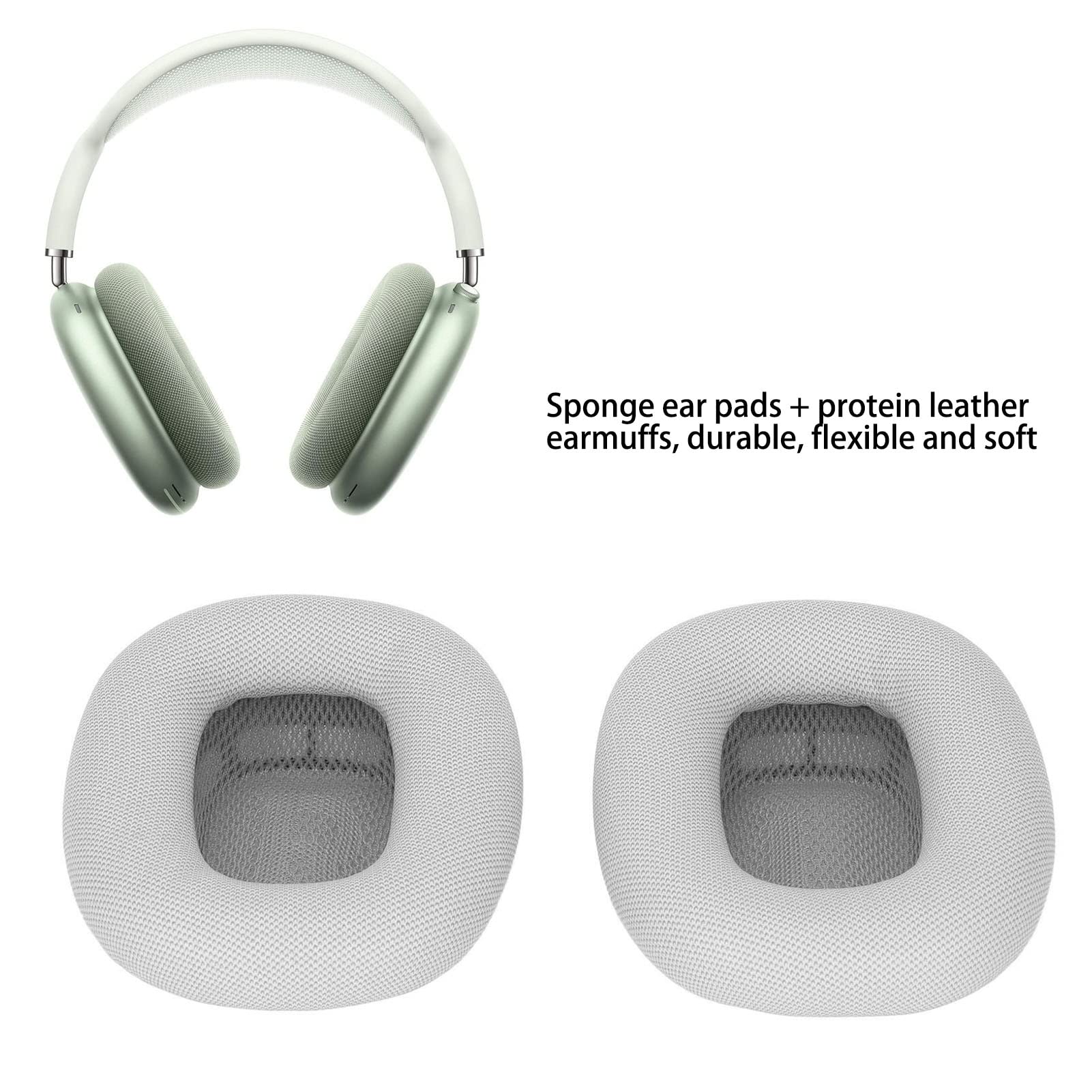 Vbestlife 交換用イヤーパッド、ソフトメモリーフォームヘッドホンイヤーマフ、交換用イヤークッションキット、Airpod MAXヘッドセット234用レザーイヤーパッドイヤーマフ、耐久性(グレー)