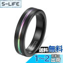 【送料無料】TICENTRAL タングステン リング メンズ レディース 指輪 5mm ヘアライン加工 平打ち ブラック アクセサリー (19)