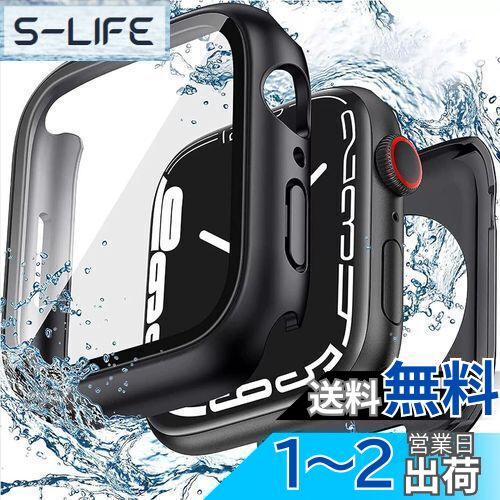 TALENANA for Apple Watchケース 45mm 44mm 41mm 40mm 【3 in 1防水設計】 アップルウォッチ液晶保護フィルム+防水保護ケース+背面ケースの3 in 1デザイン Series 8/7/6/SE/5/4高タッチ感度 PC素材 全面保護 防傷 衝撃吸収 (Series 9/8/7,41mm,ブラック)