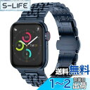 Band コンパチブル Apple Watch バンド 49mm 46mm 45mm 44mm 42mm、女性男性ビジネスアップルウォッチバンド、ステンレススチールメタル交換バンド Apple Watch Ultra2 Ultra SE2 SE シリーズ 10 9 8 7 6 5 4 3 2 1 用 (青)(2)