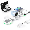 【折りたたみ/LEDランプ付き】 ADADPU 3in1 ワイヤレス充電器 (18W出力 QC3.0電源アダプター付属) MagSafe対応 15W出力 iPhone 16/15/14/13/12 Apple Watch 10/9/8/7/6シリーズ Airpods/2/3/4/Pro/Pro 2対応 マグセーフ充電器 (収納ケース付属) 新生活アイテム 春のギフ