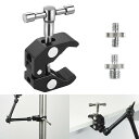 UTEBIT カメラ クランプ 耐荷重2kg カニクランプ 1点セット 蟹バサミクランプ 1/4'' 3/8'' ネジ変換アダプタ付き c型クランプ カメラ ス...