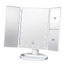 Vidafelic 化粧鏡 卓上 化粧ミラー 鏡 21個LED 拡大鏡 2/3倍 明るさ調節可能 180°回転 単4電池&USB 2WAY給電 三面鏡 卓上 女優ミラー