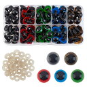 SUPERFINDINGS 5色 100個入り さし目 差し目 ぬいぐるみ目 12mm プラスチック製 安全性ボール プラスチック眼球 人形目 クマ カラフルな丸いクラフト 人形の目 ワッシャー付き 犬 ぬいぐるみ作り 人形制作キット