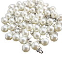 【BEAUTY PLAYER】パールチャーム パーツ パールビーズ 8mm ビーズ 手芸 樹脂パール メガネチェーン マスクチェーン グラスチェーン DIY用品 ホワイト 約50個(8mm パール チャーム シルバー)