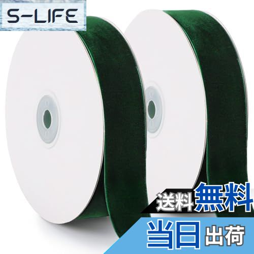 【送料無料】ベルベットリボン、1インチ x 10ヤード 片面レッドリボン クリスマスツリーデコレーション、ギフトラッピング、リボン作り、リース作り、クリスマスオ...