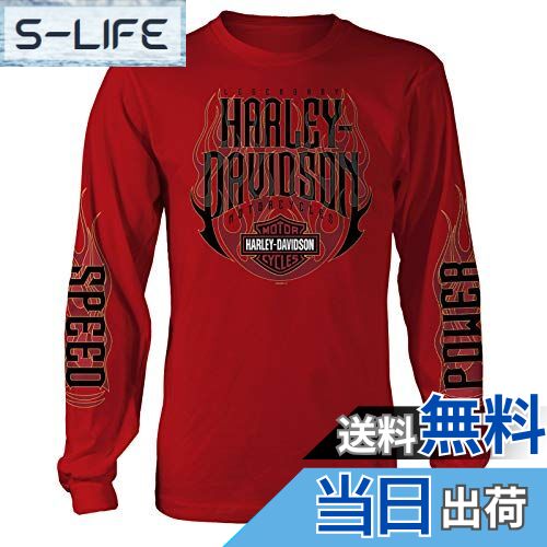 【送料無料】ハーレーダビッドソン ミリタリー - メンズ 長袖 レッド グラフィック Tシャツ - アヴィアーノ エアベース | ホットライド