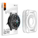 【送料無料】Spigen EZ Fit ガラスフィルム Galaxy Watch 4 Classic 46mm 用 貼付キット付き Galaxy Watch4 クラシック 46mm 対応 保護 フィルム 2枚入