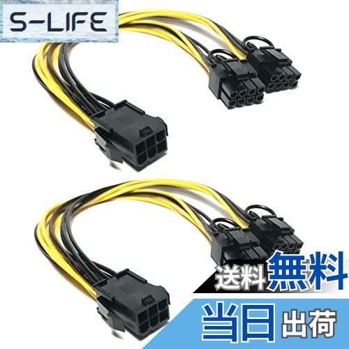 【送料無料】Access 【 20cm 2本セット 】 PCI-E 8PIN 電源 分岐 変更 延長 ケーブル PCIE8PIN [メス] → PCIE8PIN (6pin) X2 [オス] PCA13-2P