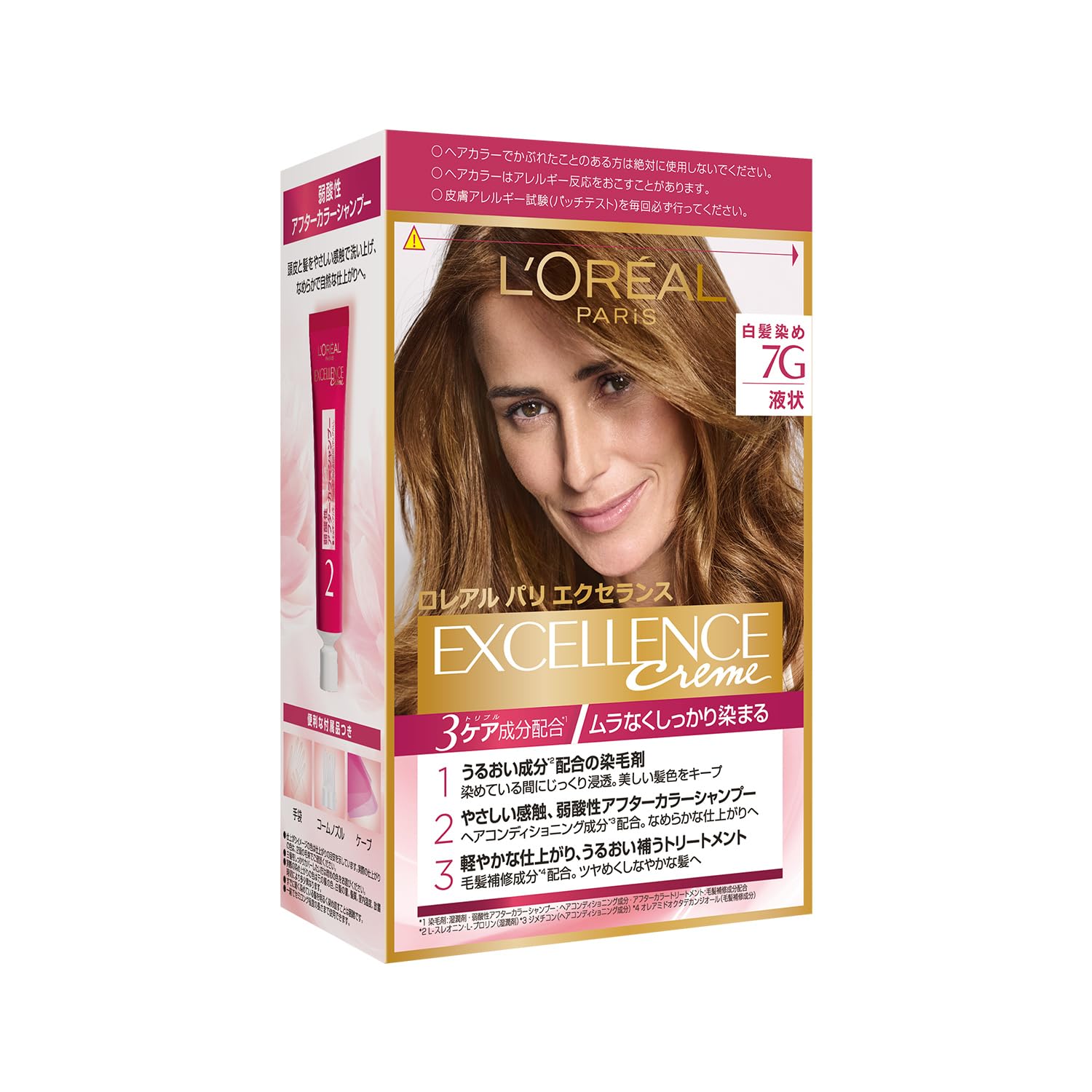【送料無料】L'Oreal Paris(ロレアルパリ) エクセランス R 液状タイプ ヘアオイルキット 色：7G 黄味のある明るい栗色、サイズ：1個 (x 1)