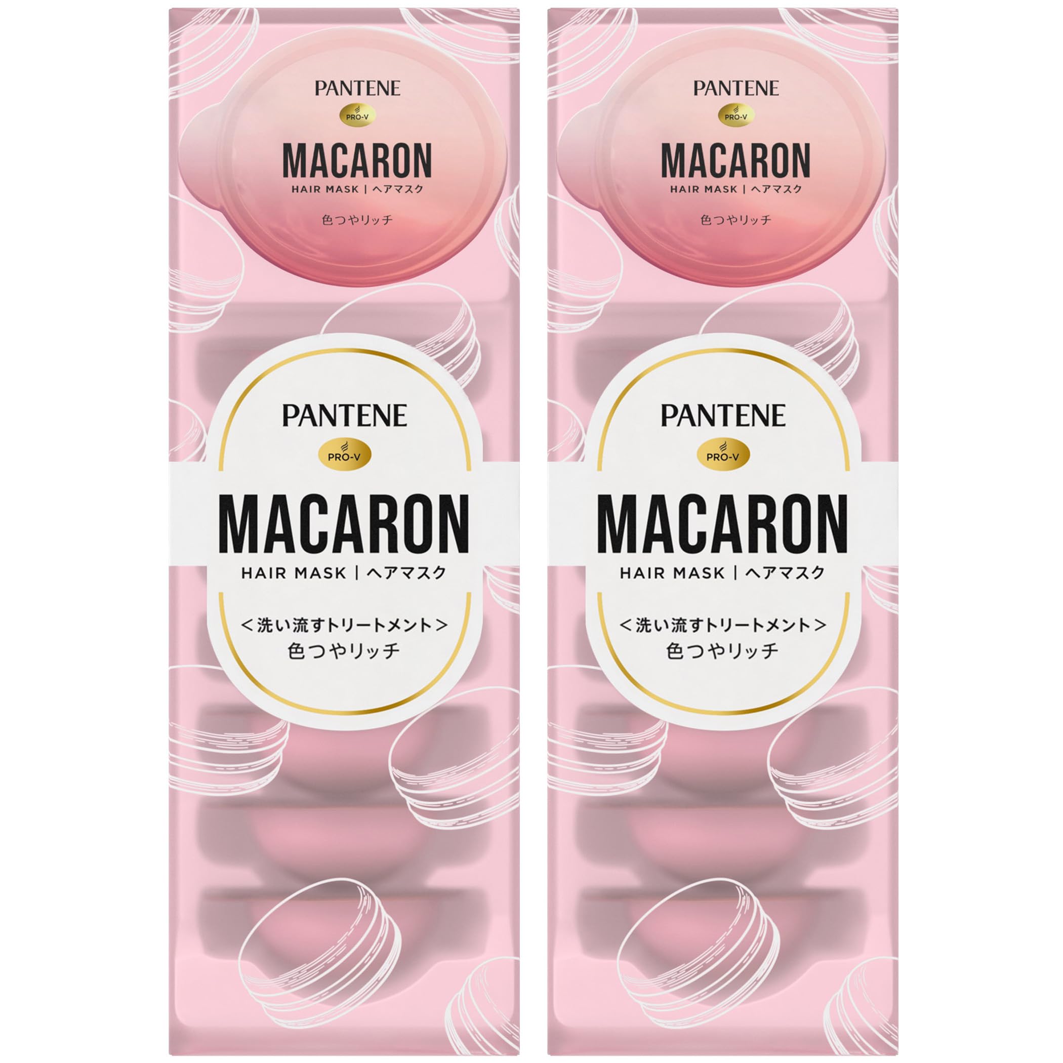 【送料無料】パンテーン マカロン ヘアマスク 洗い流すトリートメント 色つやリッチ 12 mL 色：ピンク、サイズ：8個入×2