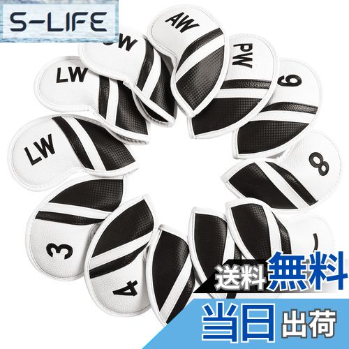 【送料無料】ゴルフアイアンカバー 12枚セット マジックテープ開閉 ゴルフヘッドカバー マイクロファイバーレザー 軽量 耐摩耗 番号刺繍 ウェッジカバー ヘッド...