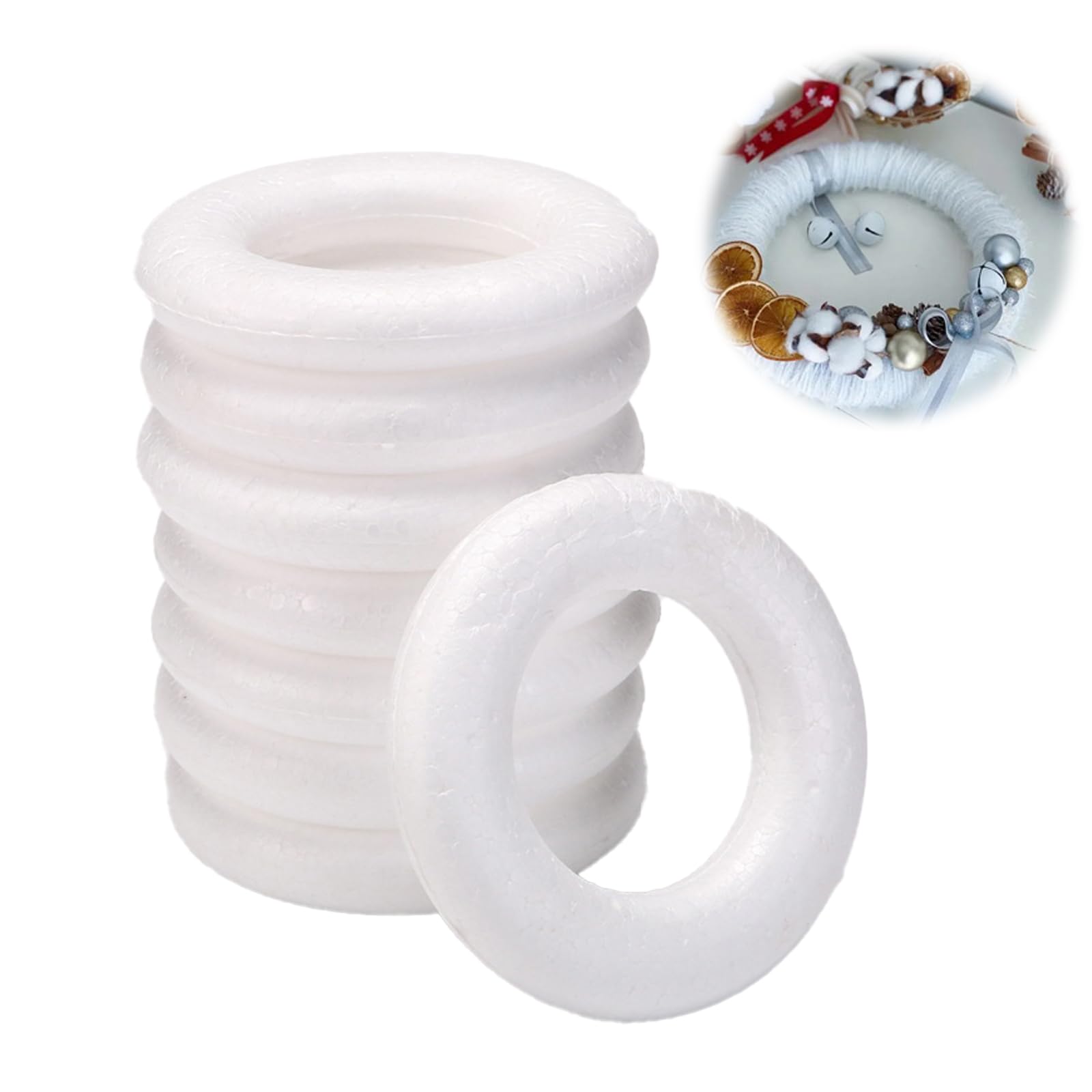 【送料無料】PAVIKE フォームリース 24個 7cm 小型 丸い泡の花輪 ドーナツ型 サークルフォームホワイト..