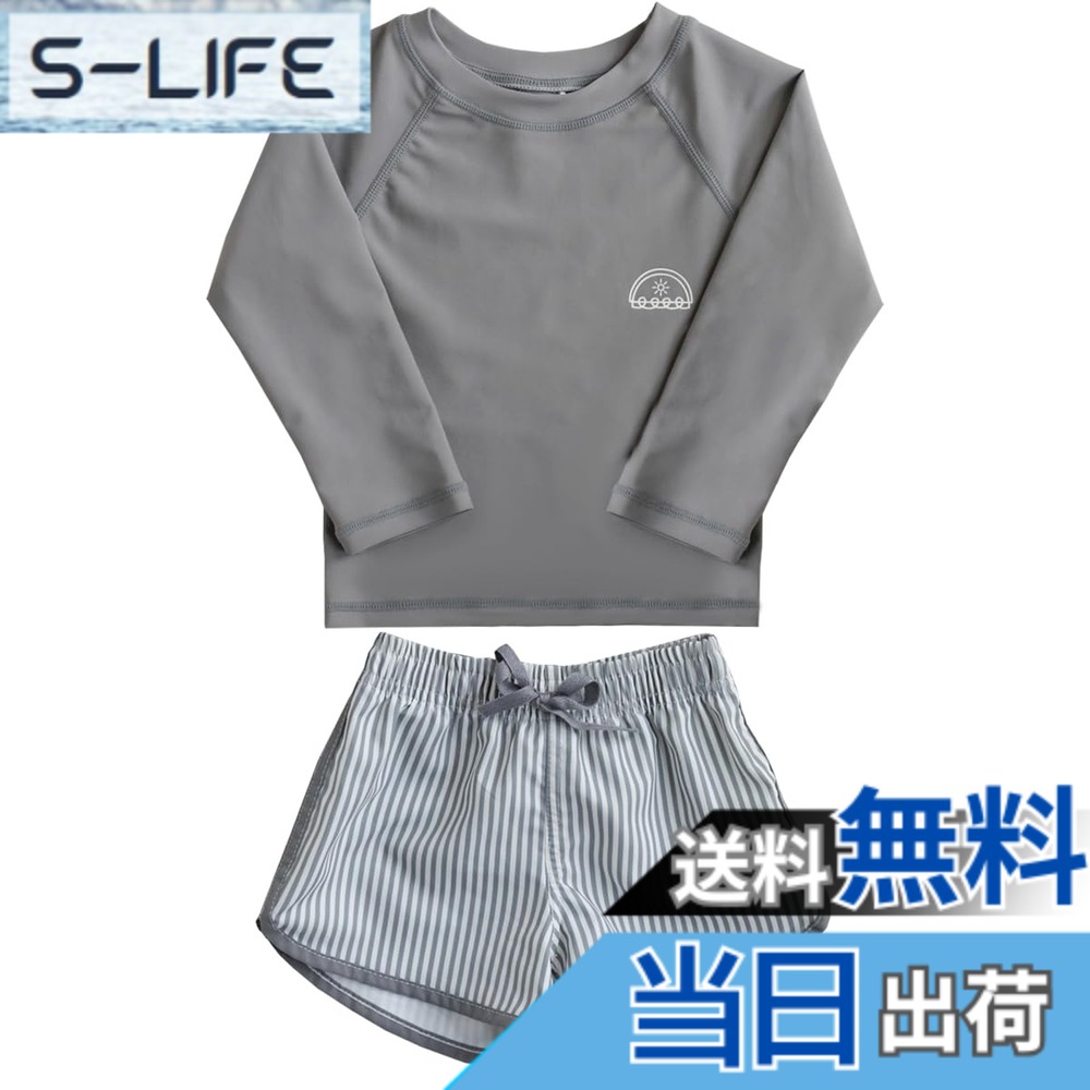商品情報商品の説明主な仕様 着回し自在のキッズ水着セット：色使いがかわいいラッシュガード・サーフパンツとキャップがセットで登場。UPF50+の紫外線対策は、夏の日差しからもしっかりガード。兄弟や友達とのお揃いも楽しめる、80-130サイズの幅広いサイズバリエーションをご用意いたしました。着心地のよい素材：従来の素材より高い速乾性を実現、耐磨耗性・耐久性に加え毛玉になりにくい特徴があるリサイクルポリエステル素材を使用、ポリウレタンを配合することで伸縮性もあって動きやすいのにサラッとしたドライな着心地。元気に泳ぐ子どもたちにピッタリです。優れたUVカット効果：普通にTシャツを着るようにかぶって着られます。強い日差しから素肌を守るラッシュガードタイプになっており、UVカット加工を施した遮蔽率90%以上の素材を使用しているので、長時間の海水浴やプールでもしっかりキッズの肌を紫外線から守ります。幅広いシーンに対応できる：ニュアンスカラー配色、遊び心溢れる象、シェル、ダックとサーフィンプリントがお子様の可愛らしさを引き立てます。セットアップなので日焼け対策しながらもおしゃれです。海やプール、川遊びはもちろん、水泳練習、スクール授業、温泉、旅行も活躍できます。キャンプやBBQ、ふだんの公園遊びなどもオススメです。商品仕樣：セット内容/ラッシュガード・スイムパンツ・キャップ 素材：ポリエステル、ポリウレタン サイズ：80/90/100/110/120/130 ※着用後は、直ちに真水で手洗いし、陰干しで自然乾燥してください。※タンブル (乾燥機) 乾燥はお避けください。