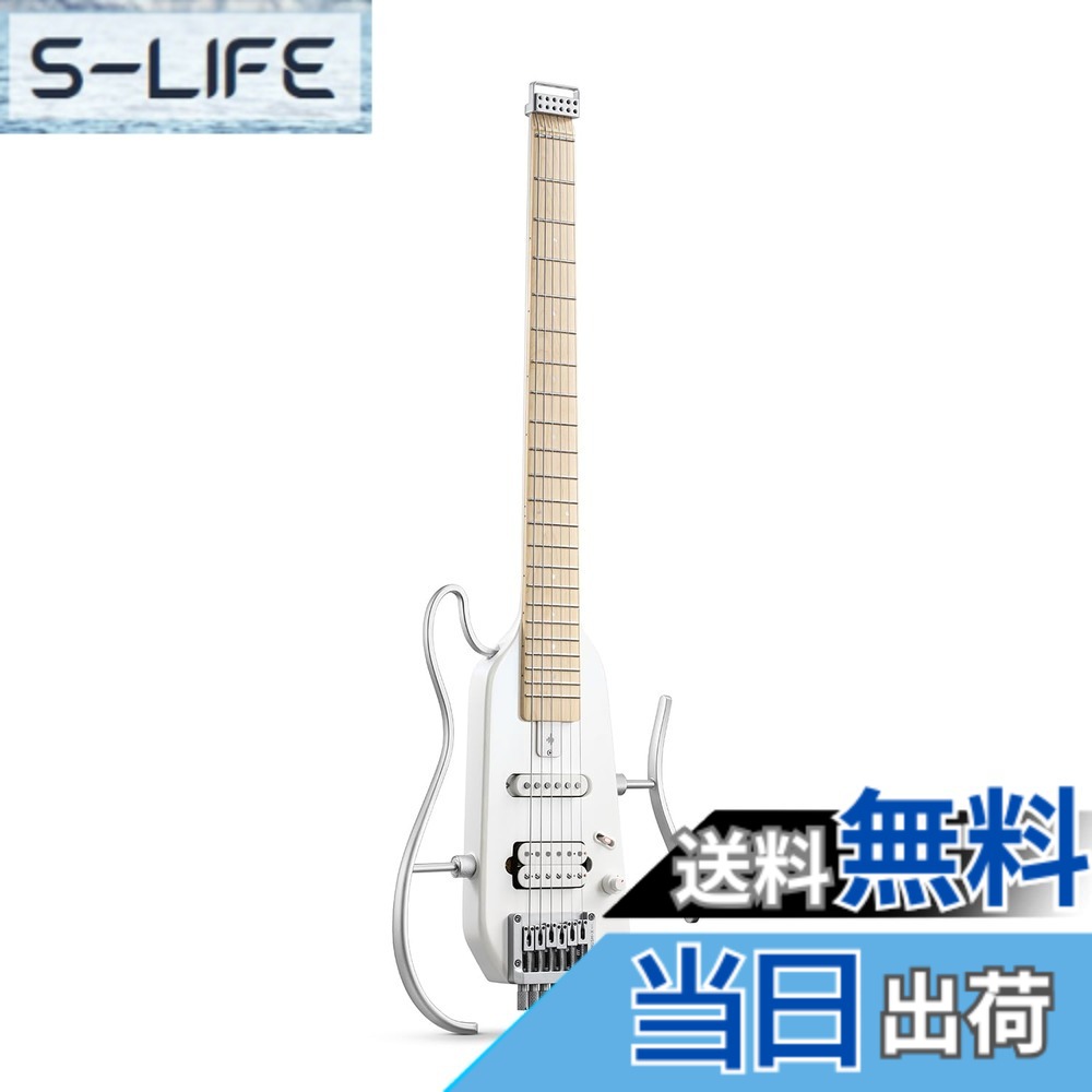 【送料無料】Donner HUSH-X エレキギター ヘッドレス トラベルギター ポータブル エレキギター ミニエレキギター マホガニーボディ 旅行/出張/練習に最適 ホワイト