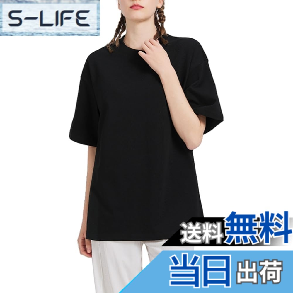 乐天商城 - 【送料無料】[ZOEMAKE] tシャツ レディース 半袖 【定番白黒Tシャツ・肌なじみ良い綿100】 春 夏 カットソー ティーシャツ クルーネック ゆったり カジュアル 着痩せ コットン100% 薄手 通気性 吸汗速乾 シンプル 無地 おしゃれ きれいめ お出 色：ブラック、サイズ：XL