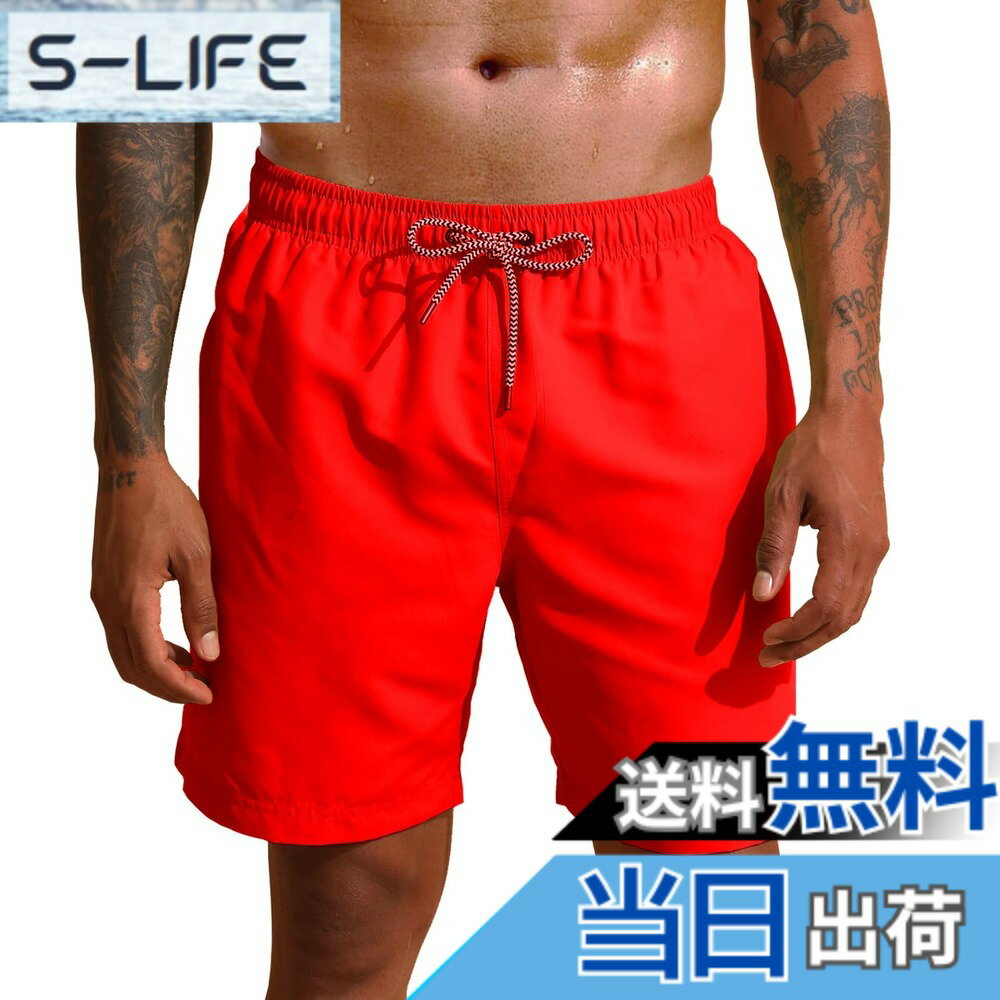 Trunks - 【送料無料】[SUNDAY ROSE] 水着 メンズ サーフパンツ 海パン インナー付き 通気 海水パンツ 男性 水陸両用 速乾 ボートショーツ プール用 男性用水着 夏旅行 色：レッドFINO、サイズ：M