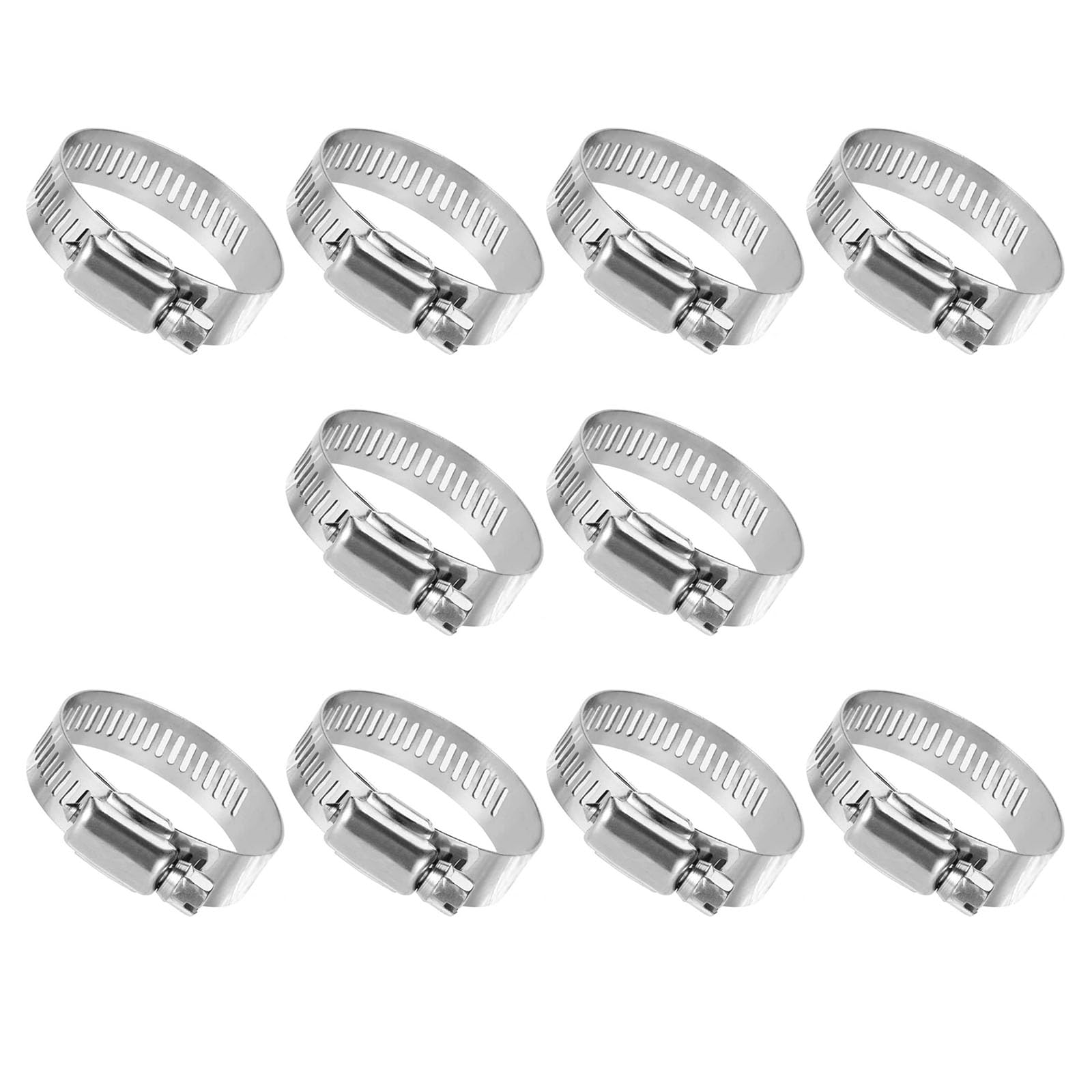 【送料無料】BRIIKPP ホースバンド、304ステンレス、ホースクリップ、Φ16-25mm対応、調整可能、強力固定、10個入り