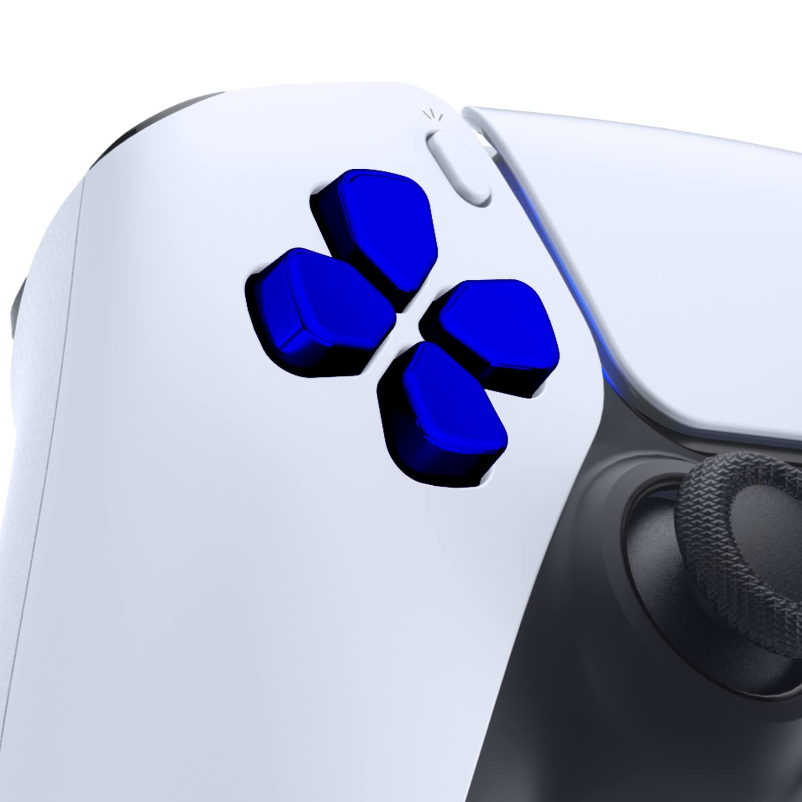S-LIFEの【送料無料】eXtremeRate ps5コントローラーに対応用人間工学に基づいた分割十字キーボタン（SDPボタン）、クロームps5BDM-010&BDM-020&BDM-030&BDM-040&BDM-050用独立した方向ボタン、ps4全モデルコントローラーに対応用分割十字キーボタン - コント 色：クロームブルー｜アングル3