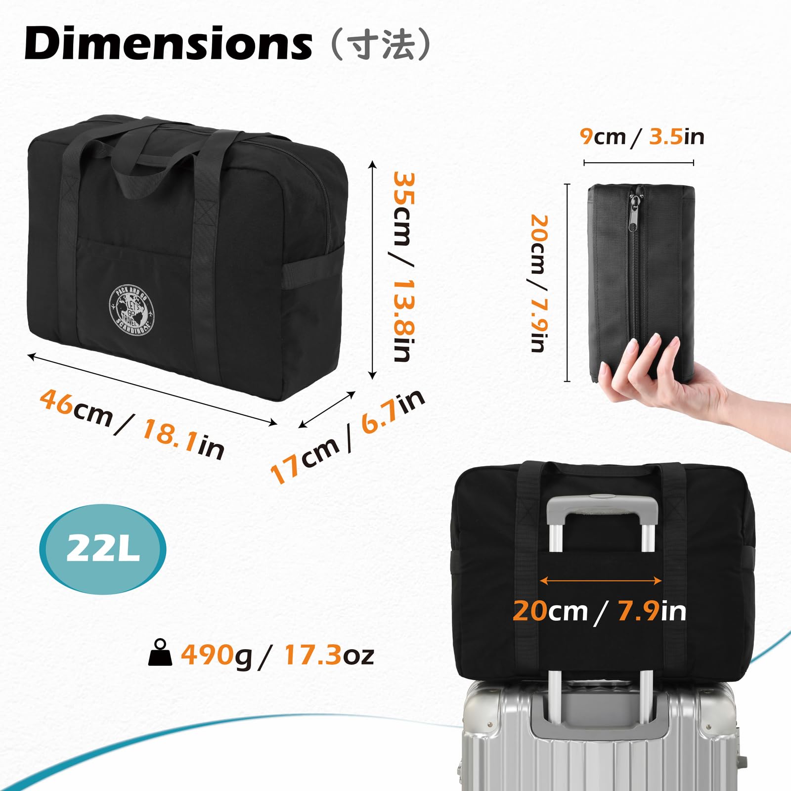 【送料無料】TRIWONDER 旅行バッグ ボストンバッグ 防水 大容量 旅行カバン キャリーオン機能 機内持ち込み メンズ レディース トラベル 出張 1泊2日 2泊 3泊 色：02ブラック slife-10749160 S-LIFE サンプル画像2