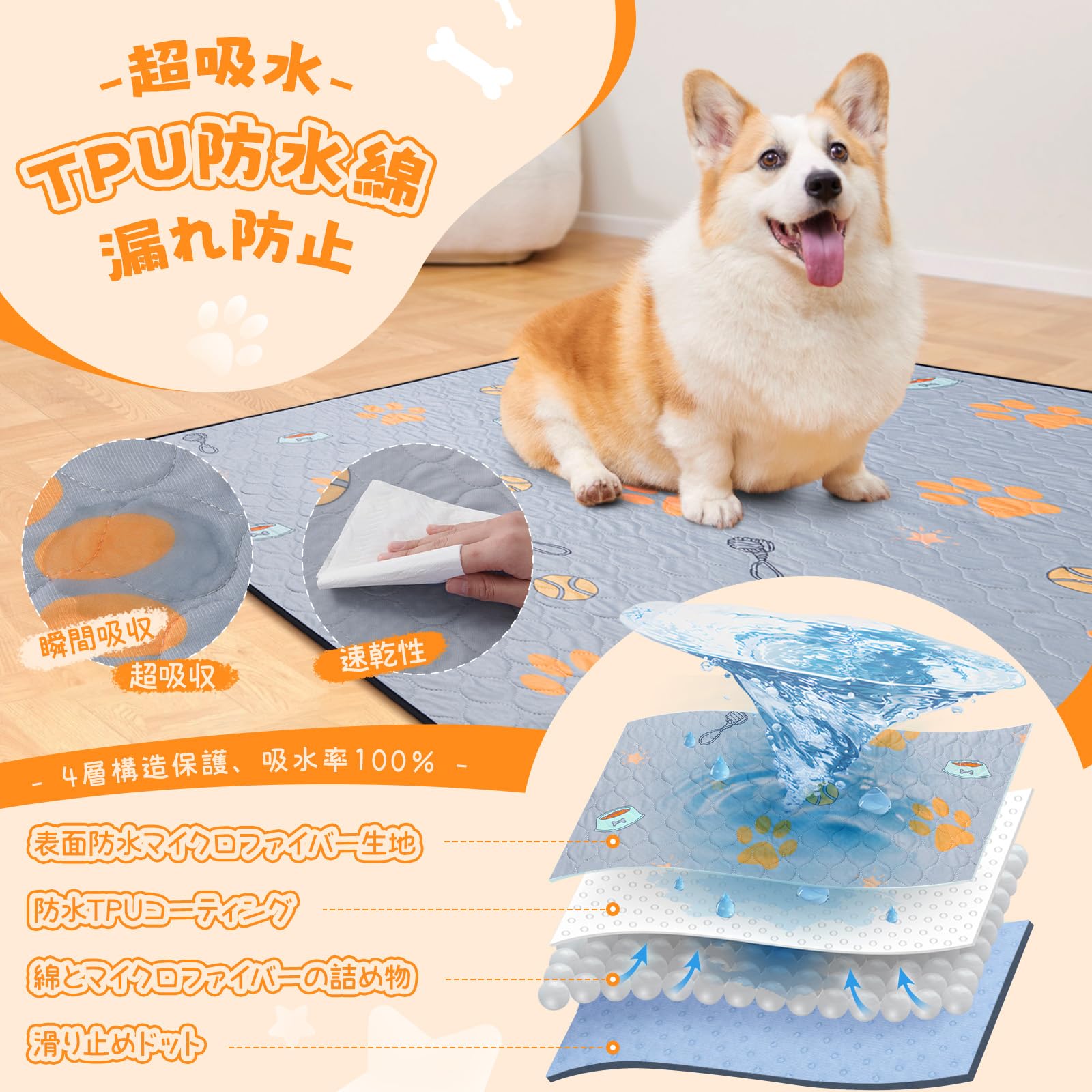 【送料無料】LOOBANI 洗えるペットシーツ 超吸収 ペットマット 防水 滑り止め加工 ...