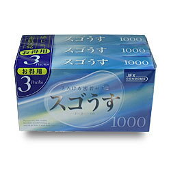 コンドーム12コ入り【スゴうす　1000　12個入り×3】すごうす先端密着ゼリーでスムーズな装着ができます