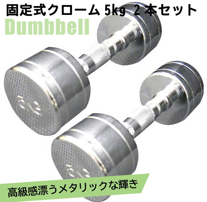 固定式クローム 5kg 2本セット送料無料 ダンベル ウエイト 筋トレ トレーニング 腹筋 背筋 ベンチプレス ジム 鉄アレイ [WILD FIT Premium](4)
