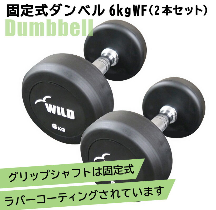 [WILD FIT Premium] 固定式ダンベル 6kg WF 2本セット送料無料 上腕三頭筋 ウエイト 筋トレ トレーニング ジムダンベル ベンチプレス ジム 鉄アレイ