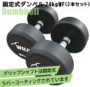 固定式ダンベル 24kg WF 2本セット送料無料 ジムダンベル ラバーダンベル ウエイト 筋トレ トレーニング 腹筋 背筋 ホームジム ジム 鉄アレイ [WILD FIT Premium]