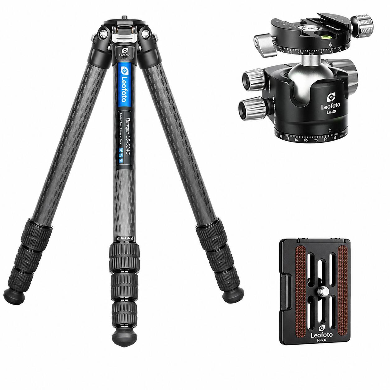 並行輸入品Leofoto (レオフォト) LS-323C+LH-40 カーボン三脚・自由雲台セット/パイプ径32mm 3段 ミラーレス・一眼レフ用三脚