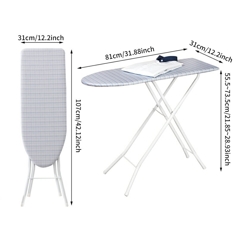 アイロン台 32インチ スタンド式アイロン台 折り畳み式 アイロン台 グレーの格子柄 ポリエステル綿布 ..