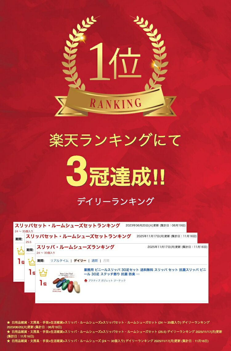 アクティブ ガジェット ジーテックの業務用 ビニールスリッパ 30足セット 送料無料 スリッパ セット 抗菌スリッパ ビニール 30足 ステッチ飾り 抗菌 防臭 レザー調 厚底 業務用スリッパ【前閉じタイプ】【全5色】｜アングル2