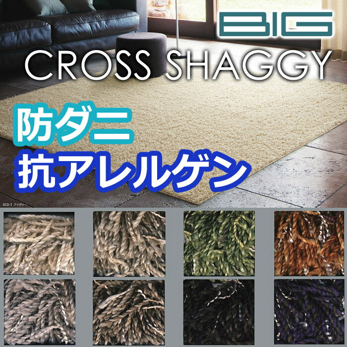 ラグ カーペット ラグマット 北欧 rug 抗アレルゲン アレルブロック 防ダニ 【スミノエ製】 スミトロン クロスシャギー 6畳 6帖 261cm×352cm