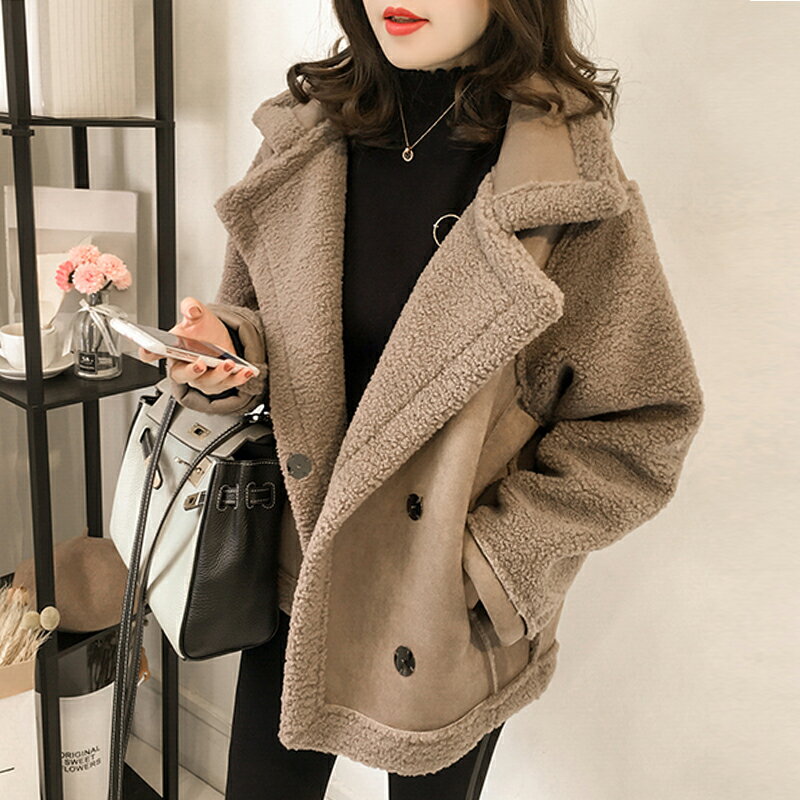 ボアジャケット レディース アウター ダブルカラー ゆったり着れる