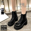 【11/25!クーポンで3,810円】 ブーツ ショートブーツ 編み上げ 厚底 レディース レースアップ ボリュームソール 靴 ショート ミドル 厚底ブーツ 編...