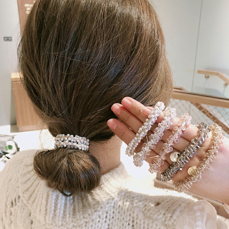 シュシュ ヘアゴム ゴム クリア キラキラ ビーズ パール ミックスカラー 大人 ヘアアクセサリー ヘアアクセ パーティー 誕生日 ママコーデ プレゼント ギフト シンプル カジュアル 韓国ファッション 20代 30代 40代 50代