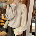 【5/3!クーポンで3,140円】 フリル レース ニット フリル袖 重ね着風 フリルネック 袖レース 襟 シフォン プリーツ レディース 長袖 トップス セー...