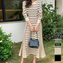 【OUTLET!クーポンで2,304円】 ワンピース ボーダー 切り替え プリーツ ニットワンピース ロング 長袖 レディース ニット 切り替えワンピース ロングワンピース ドッキング ポケット 大きいサイズ きれいめ クルーネック ボーダーワンピース 可愛い 春 秋 冬 cocomomo(4)