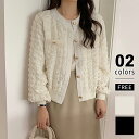 【5/4!クーポンで3,790円】 ノーカラージャケット 金ボタン ジャケット レディース ライトアウター ぽこぽこ 羽織り ノーカラー アウター 長袖 きれい...