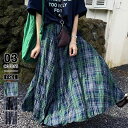 【5/2!クーポンで3,150円】 チェックスカート スカート ロングスカート マキシ チェック フレアスカート レディース ゆったり チェック柄 マキシスカー...