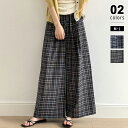 【5/4!クーポンで2,720円】 ワイドパンツ チェック イージーパンツ レディース ガウチョパンツ ワイド パンツ ウエストゴム 太もも ゆったり 大きいサ...