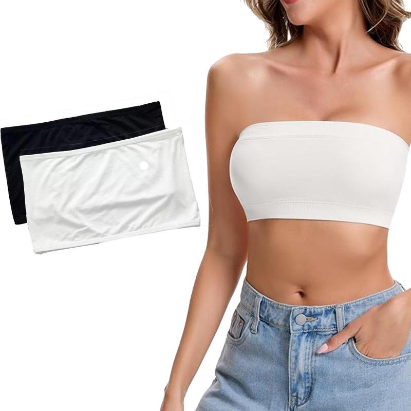 [DFsucces] チューブトップ 2枚セット ブラトップ 通気 吸汗 快適 ストラップレスブラ 胸に巻く魅せブラ ブラック＋ホワイト