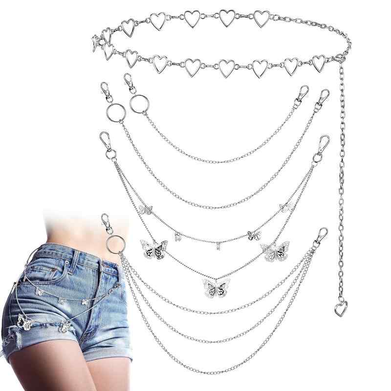 SOYANGNEK パンツチェーン 5本セット 合金 ズボンチェーン ジーンズ ウエスト デニムヒップホップパン..