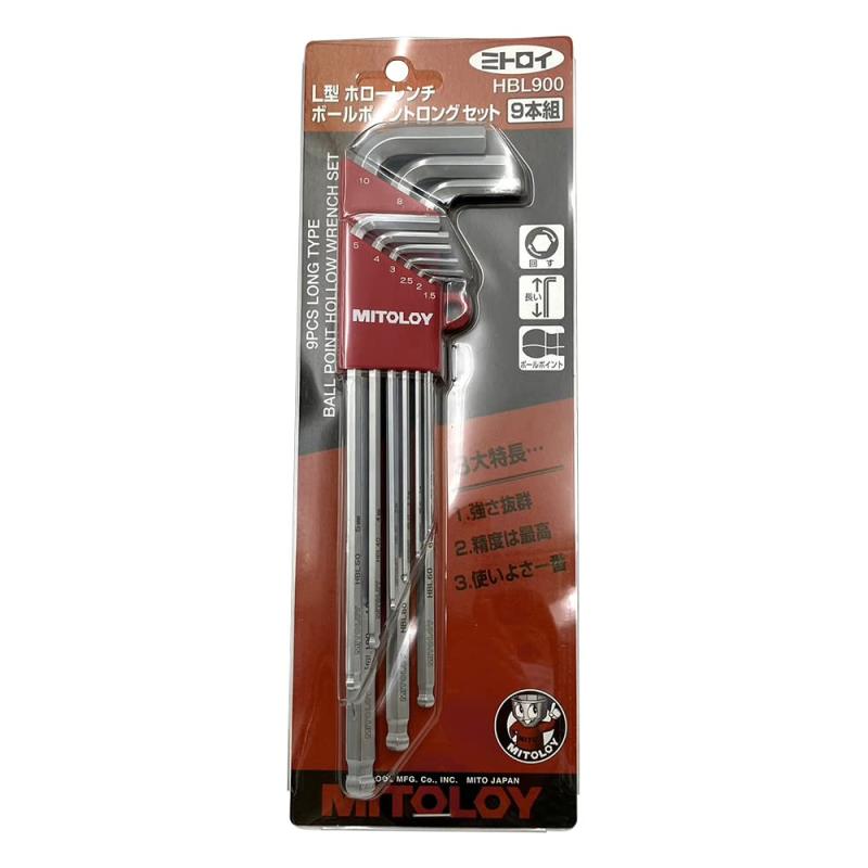 乐天商城 - ミトロイ(MITOLOY) L型ホローレンチ ボールポイント ロング mmセット 9本組 ホルダー付 HBL900